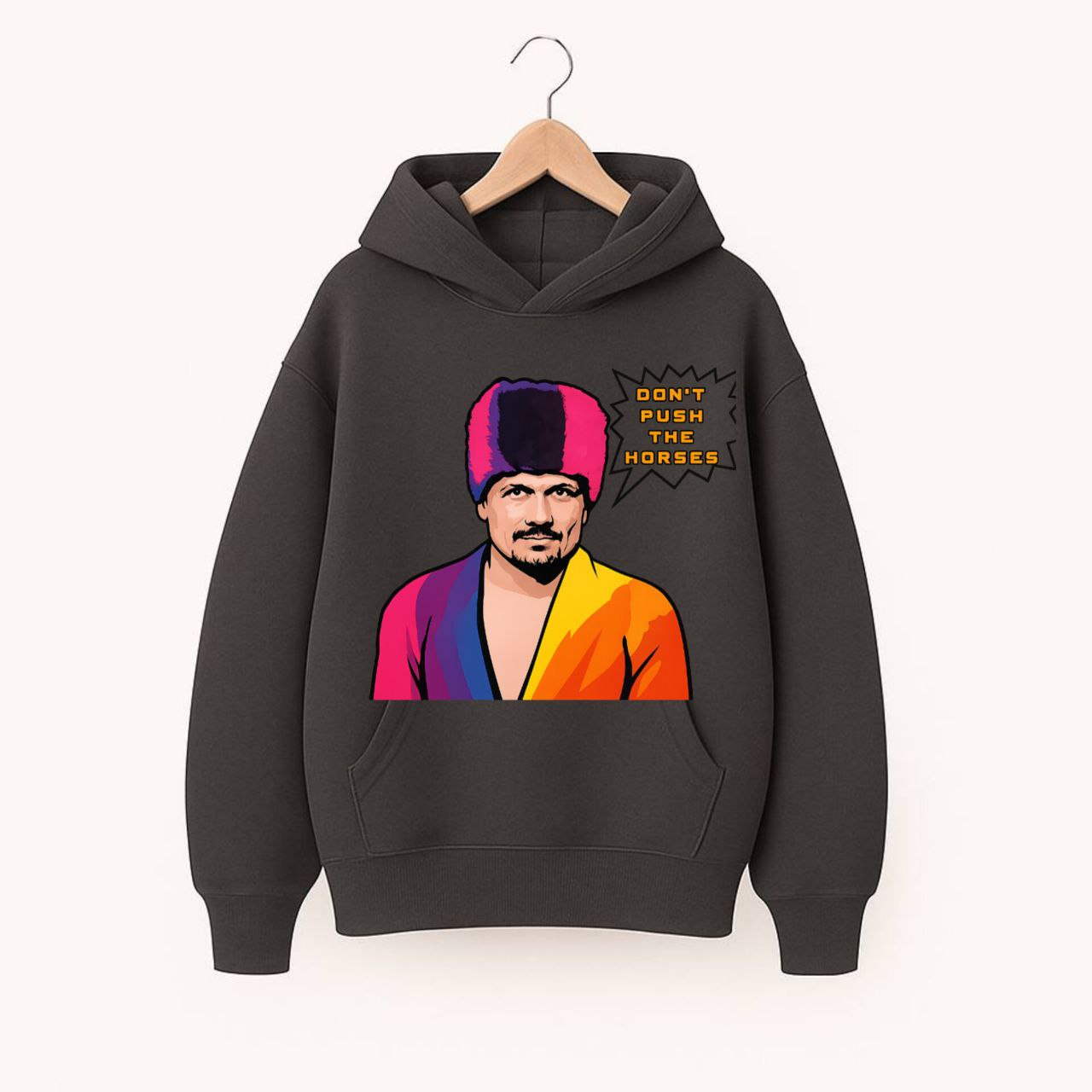 ХУДІ  ОВЕРСАЙЗ  ГРАФІТ   З ПРИНТОМ "УСИК МЕМ"