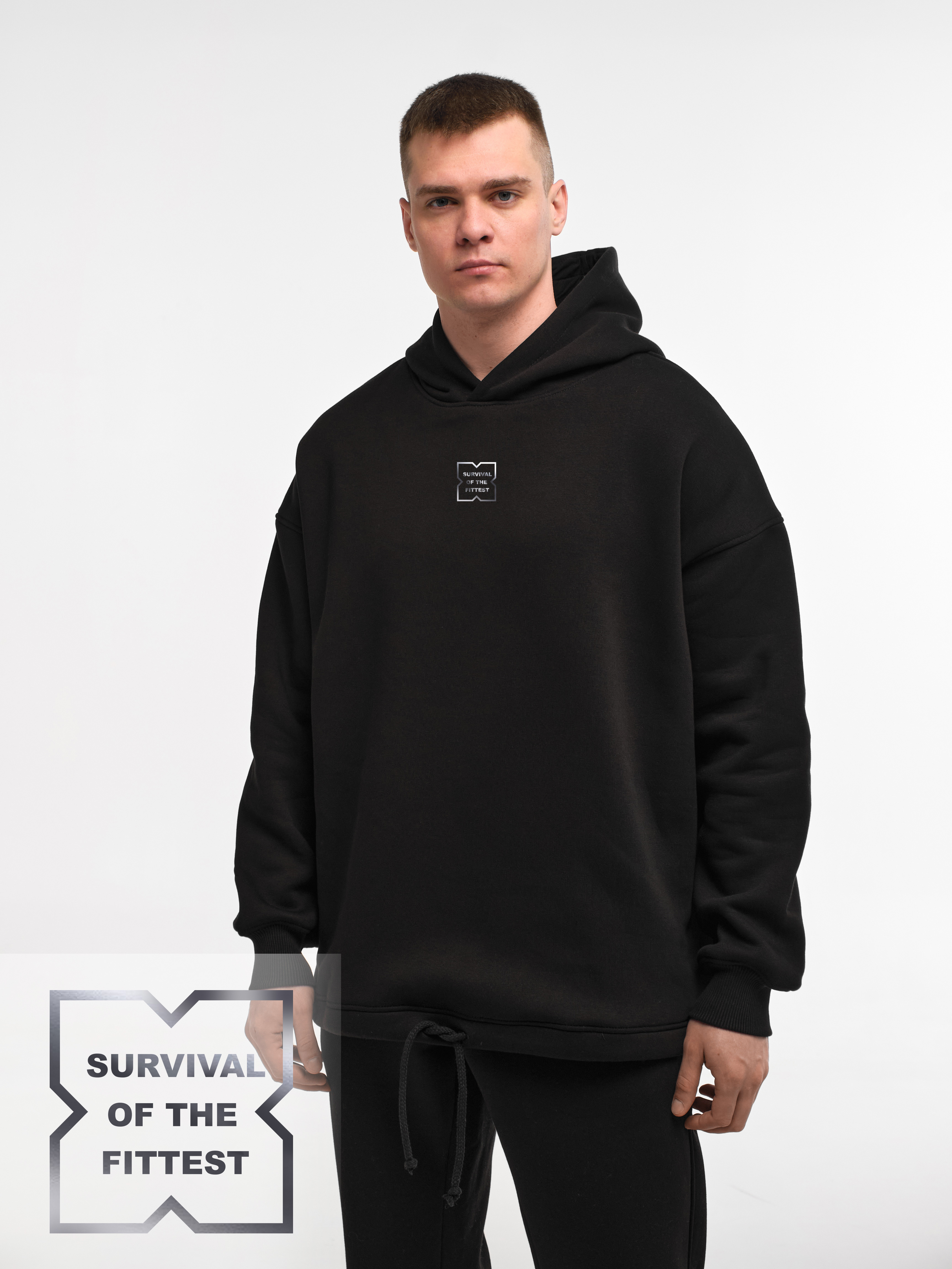 HOODIE "SURVIVAL OF THE FITTEST" | LACE | BLACK EMOTION | XH2