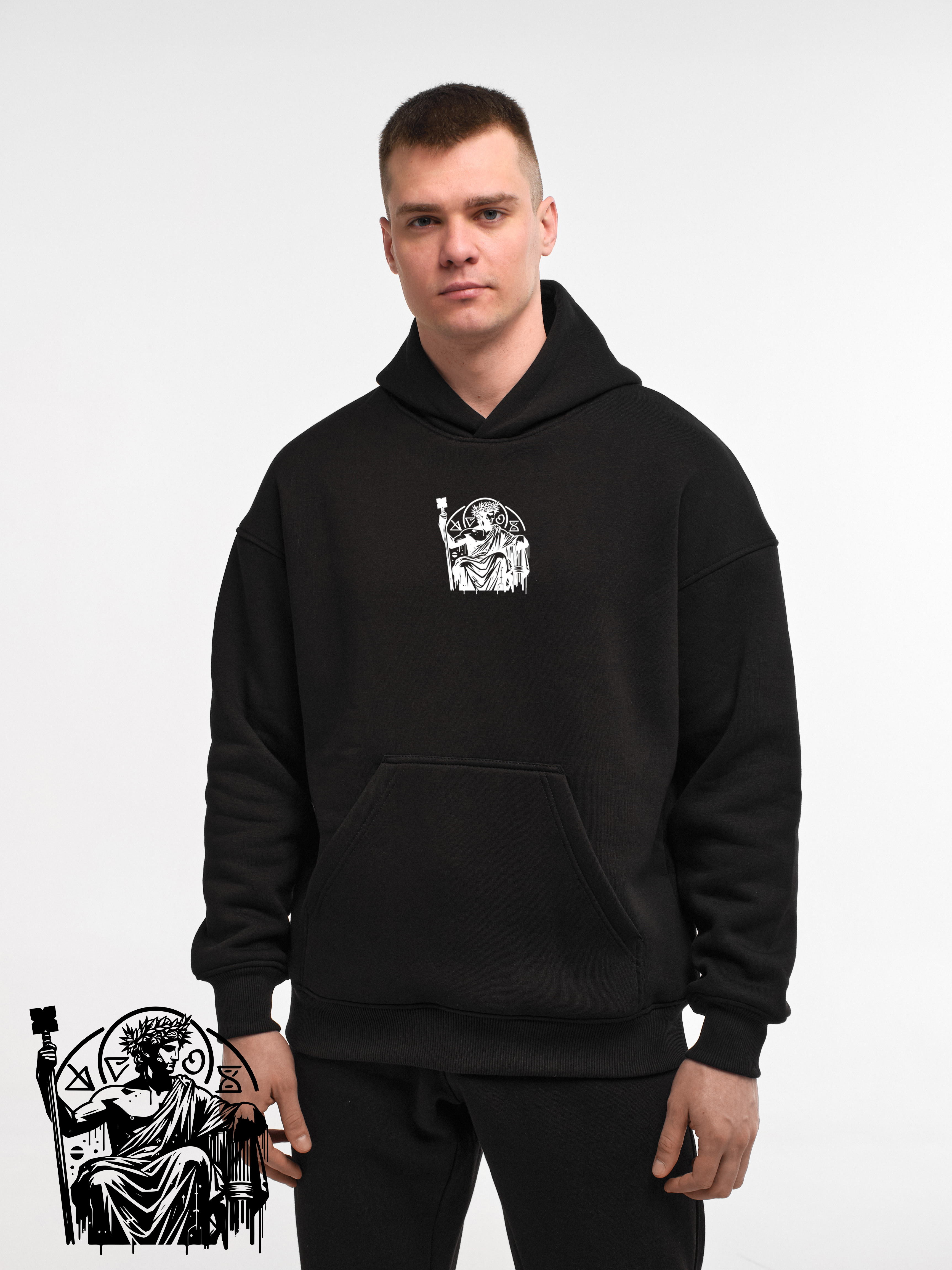 HOODIE "HERMES" | POCKET | BLACK EMOTION | XH1