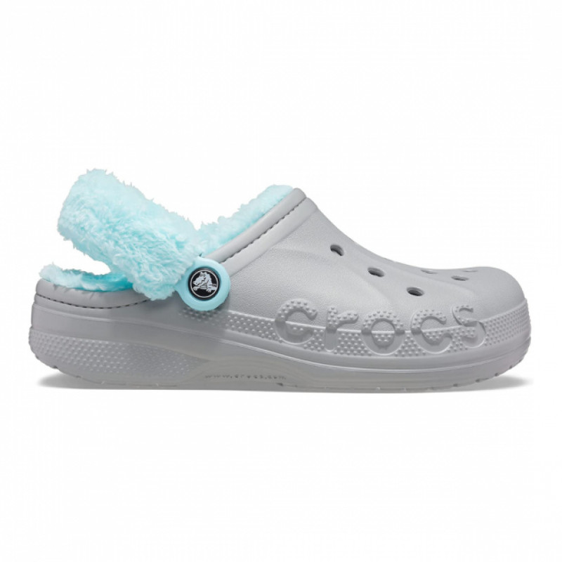 Crocs Baya Lined Fuzz Strap Сабо Крокси чоловічі / жіночі утеплені сірі