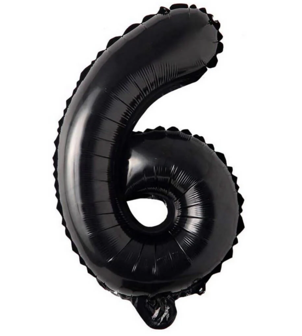 34 inch Number 6 Black Helium Balloon