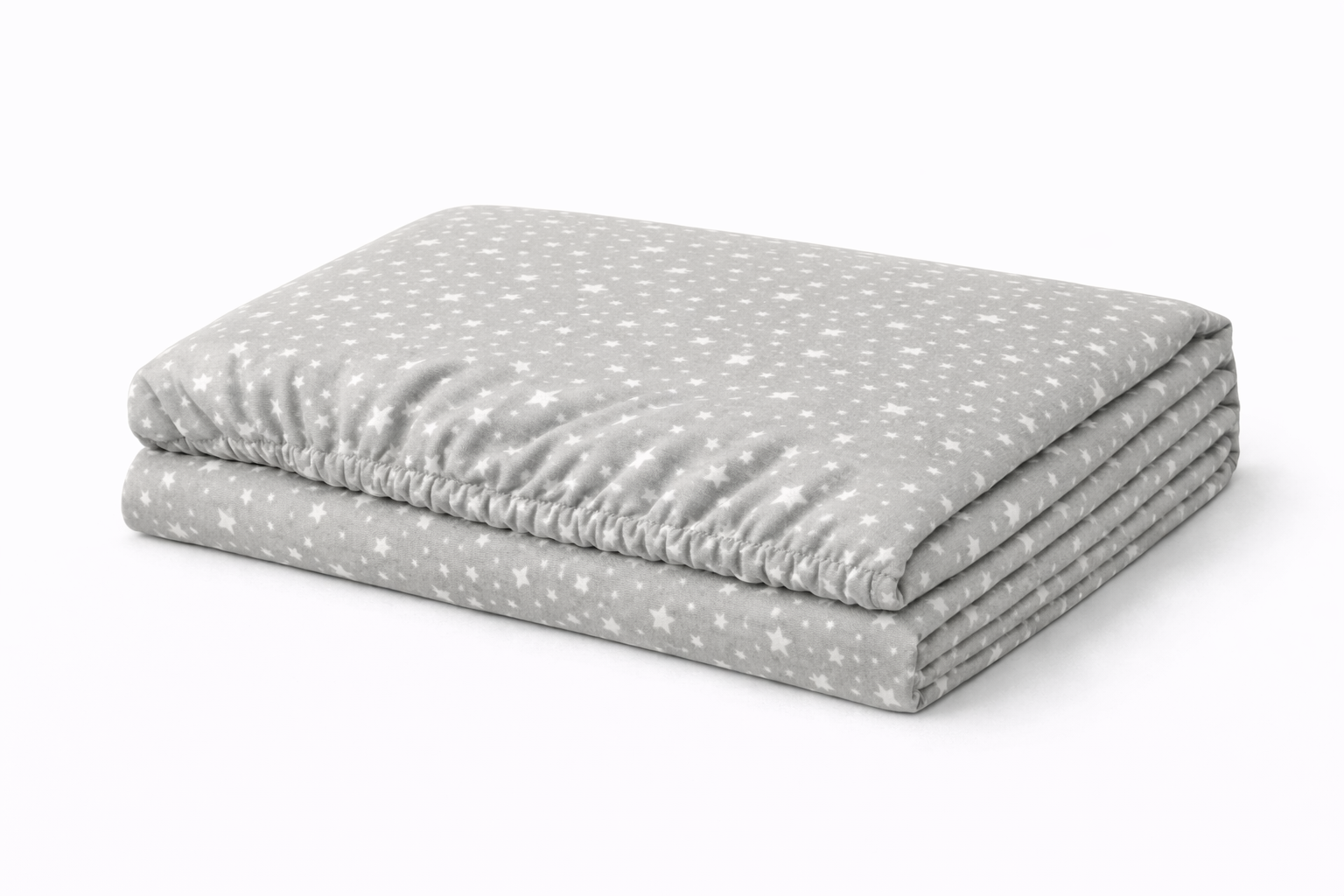 Простирадло га гумці ранфорс принт  "Білі зірки на бежевому"