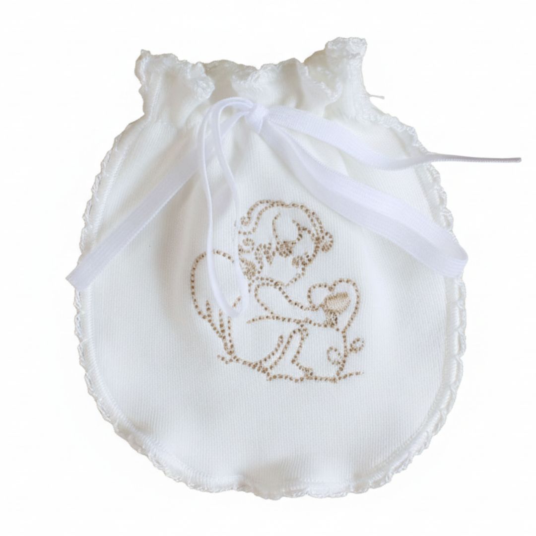 Мішечок для волосся молочний з вишитим ангелом