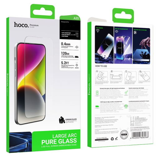 Захисне скло HOCO A35 Corning original large arc edge tempered glass for iP15