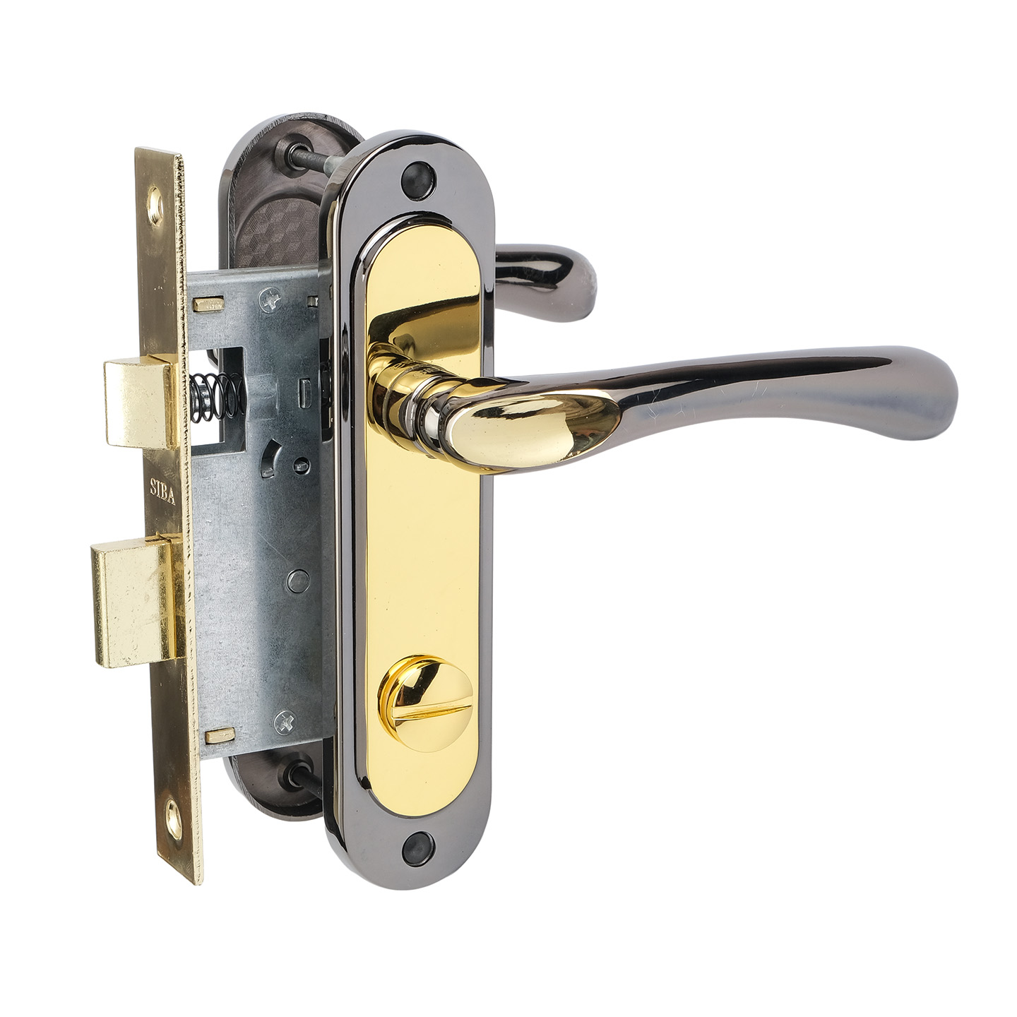 Комплект міжкімнатних ручок SIBA Palermo WC 62 мм з механізмом, графіт/латунь