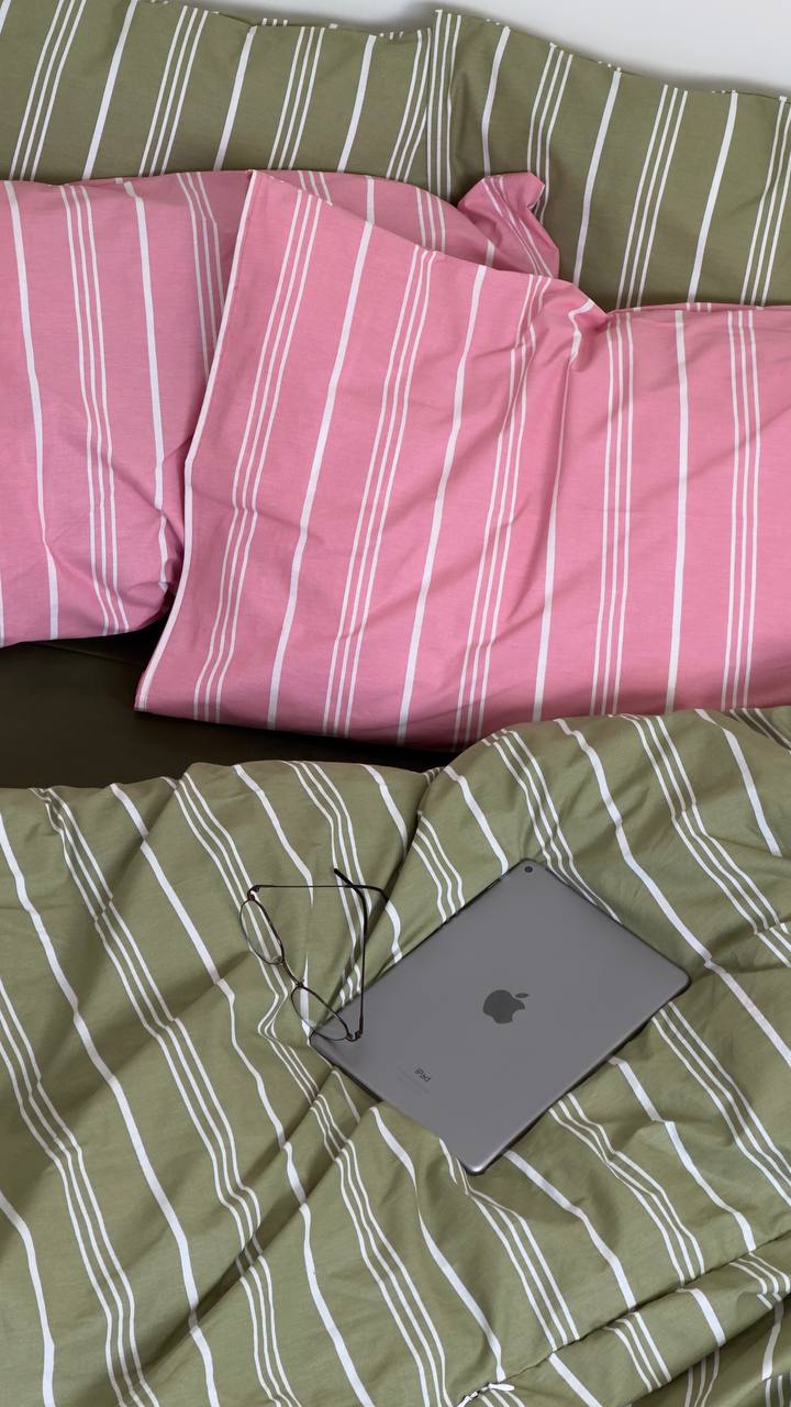 Комплект постільної білизни Ранфорс зелена смужка