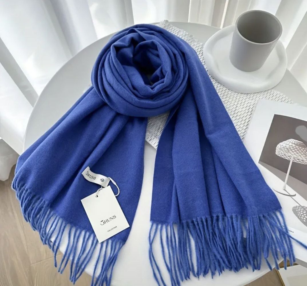 Палантин кашемір синій