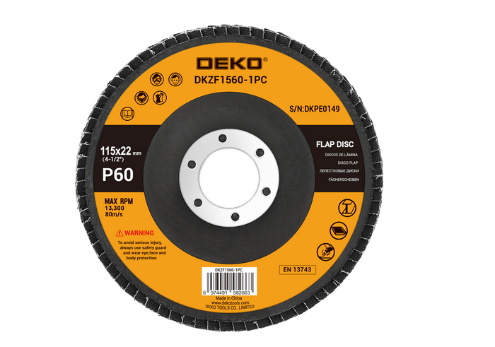 Шлифовальный диск циркония (115мм/р60) DEKO DKZF1560
