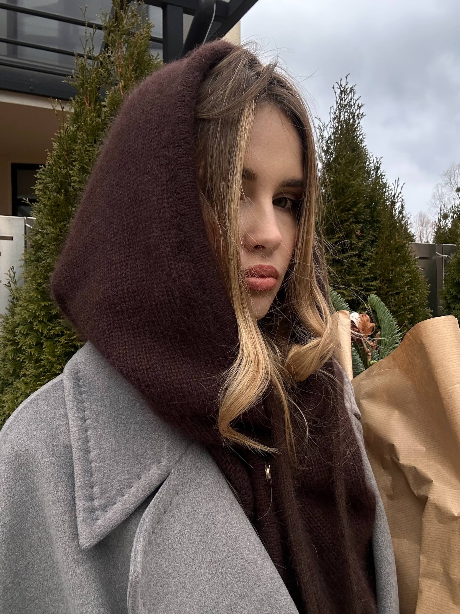 Капор на кнопках шоколадний