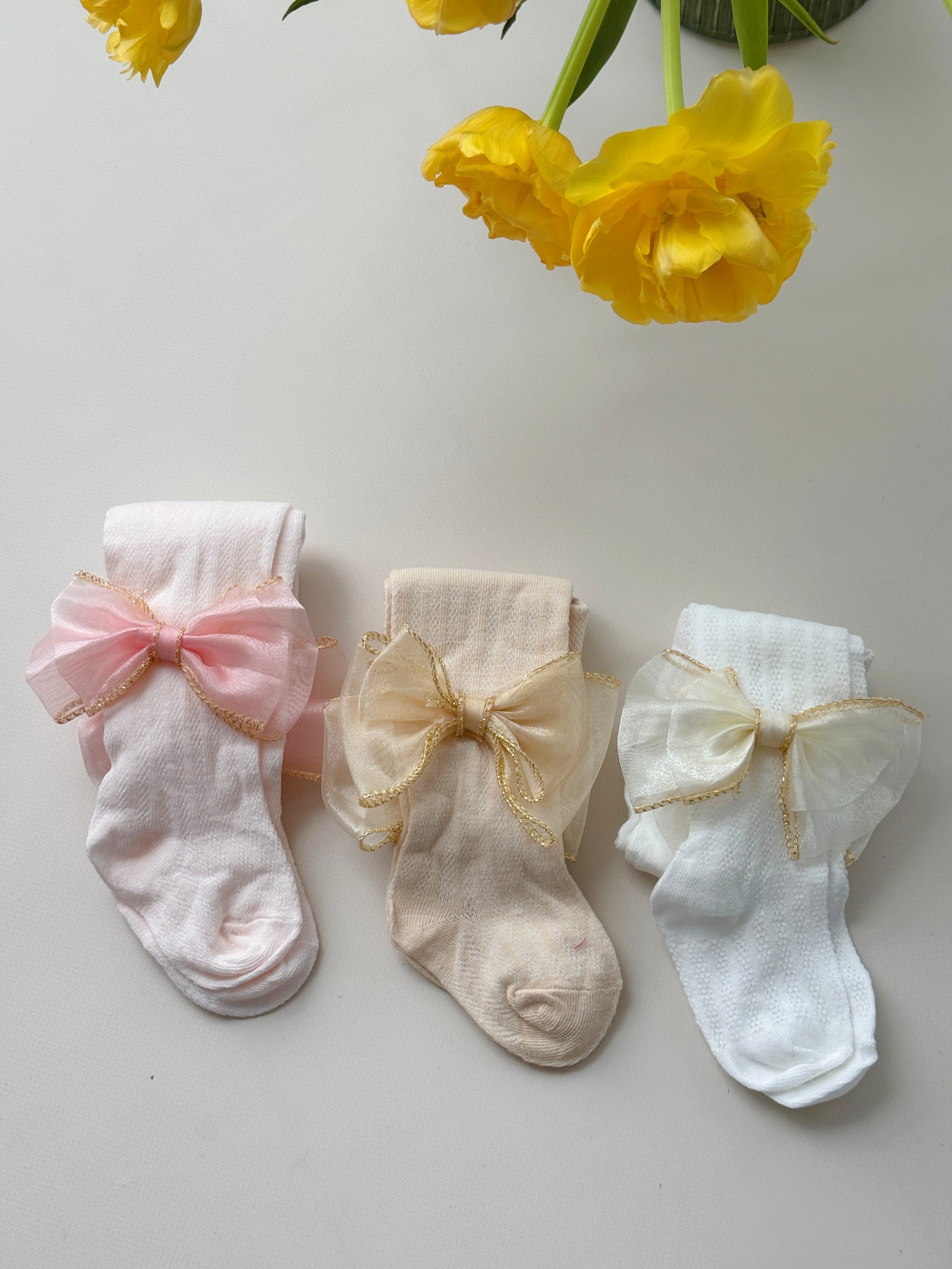 Дитячі ажурні колготи  з бантиком для новонароджених