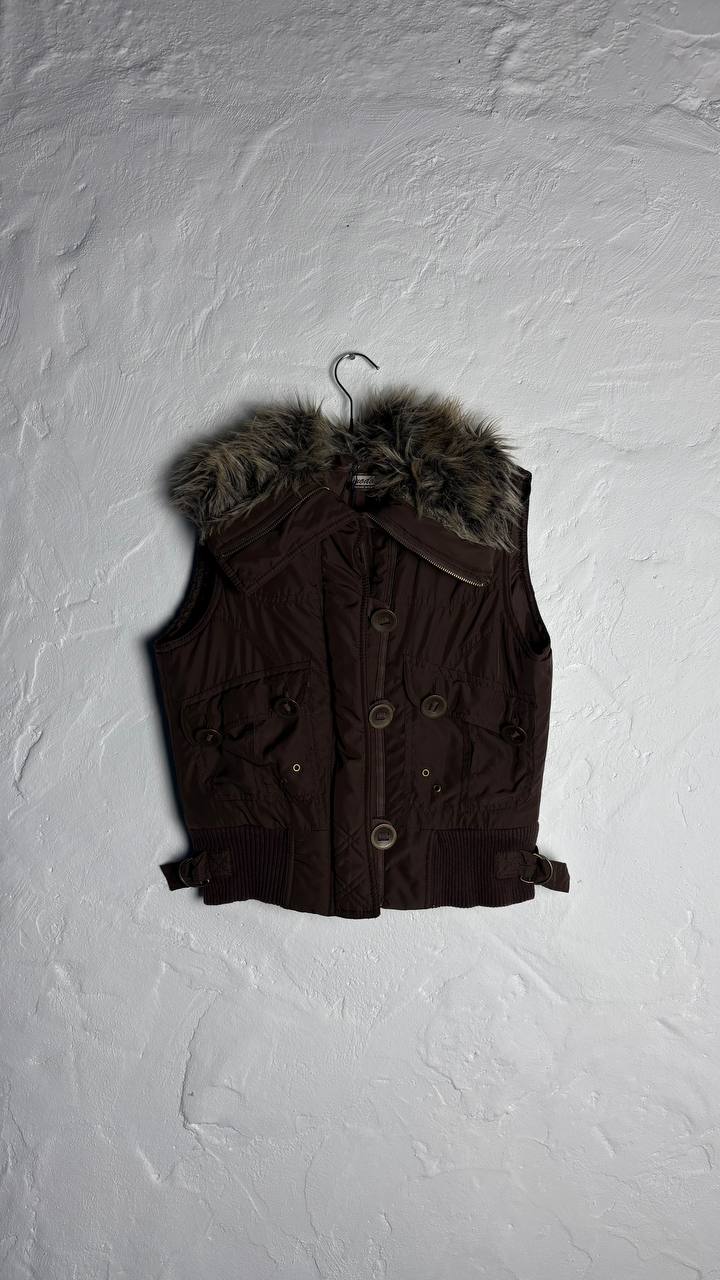 Vintage Y2K brown fur vest