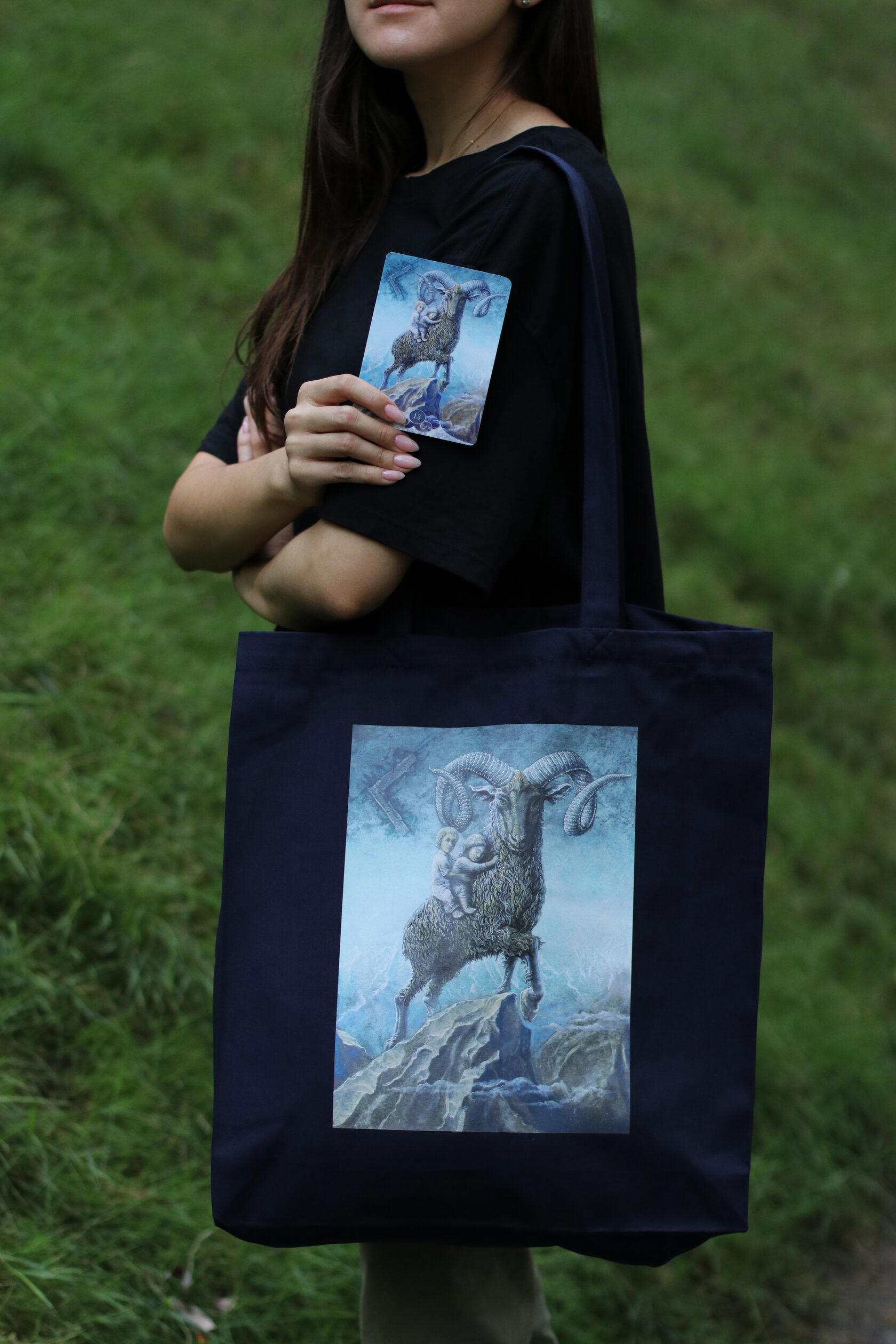 Dark blue «Aries» shopper bag