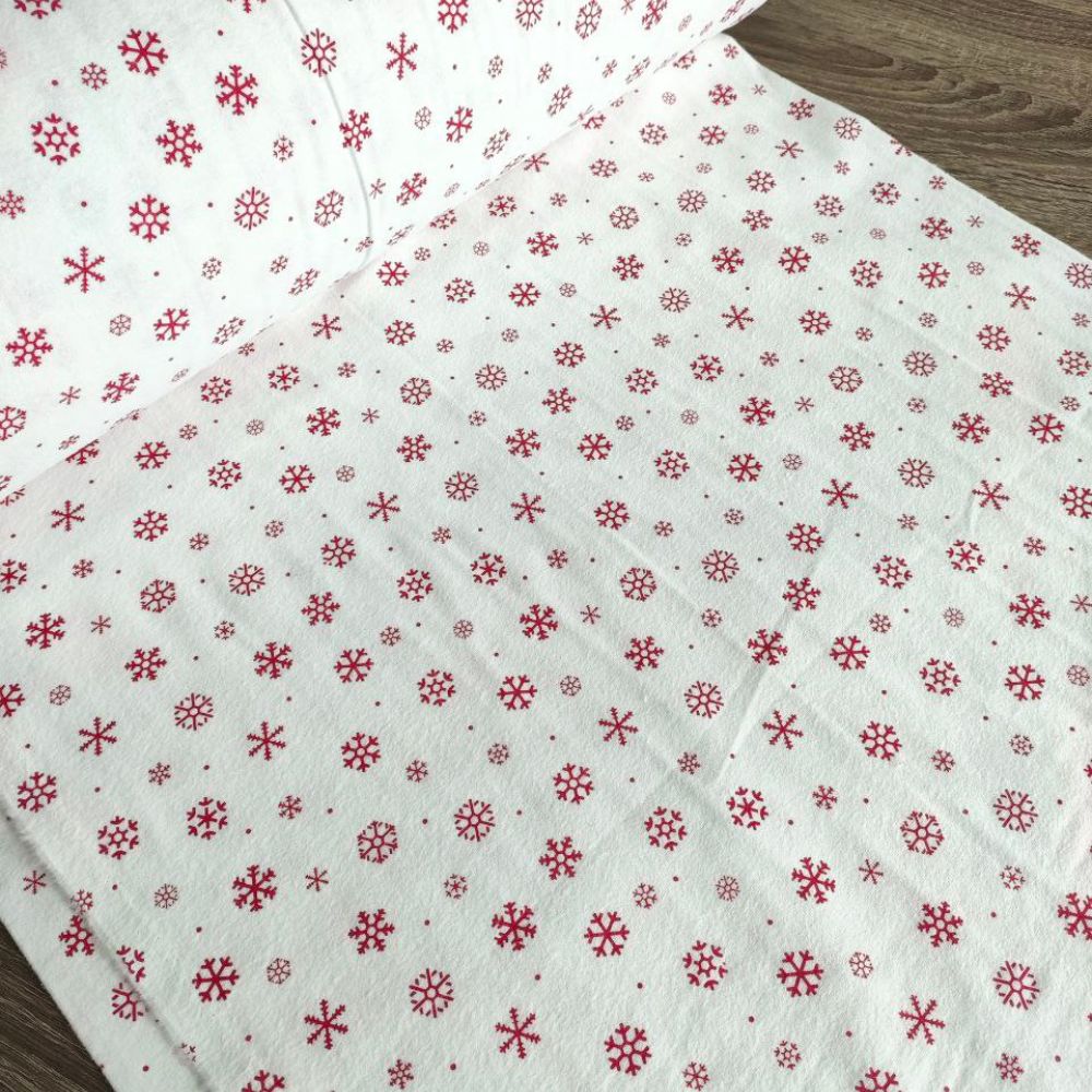 Тканина фланель- Дрібна червона сніжинка