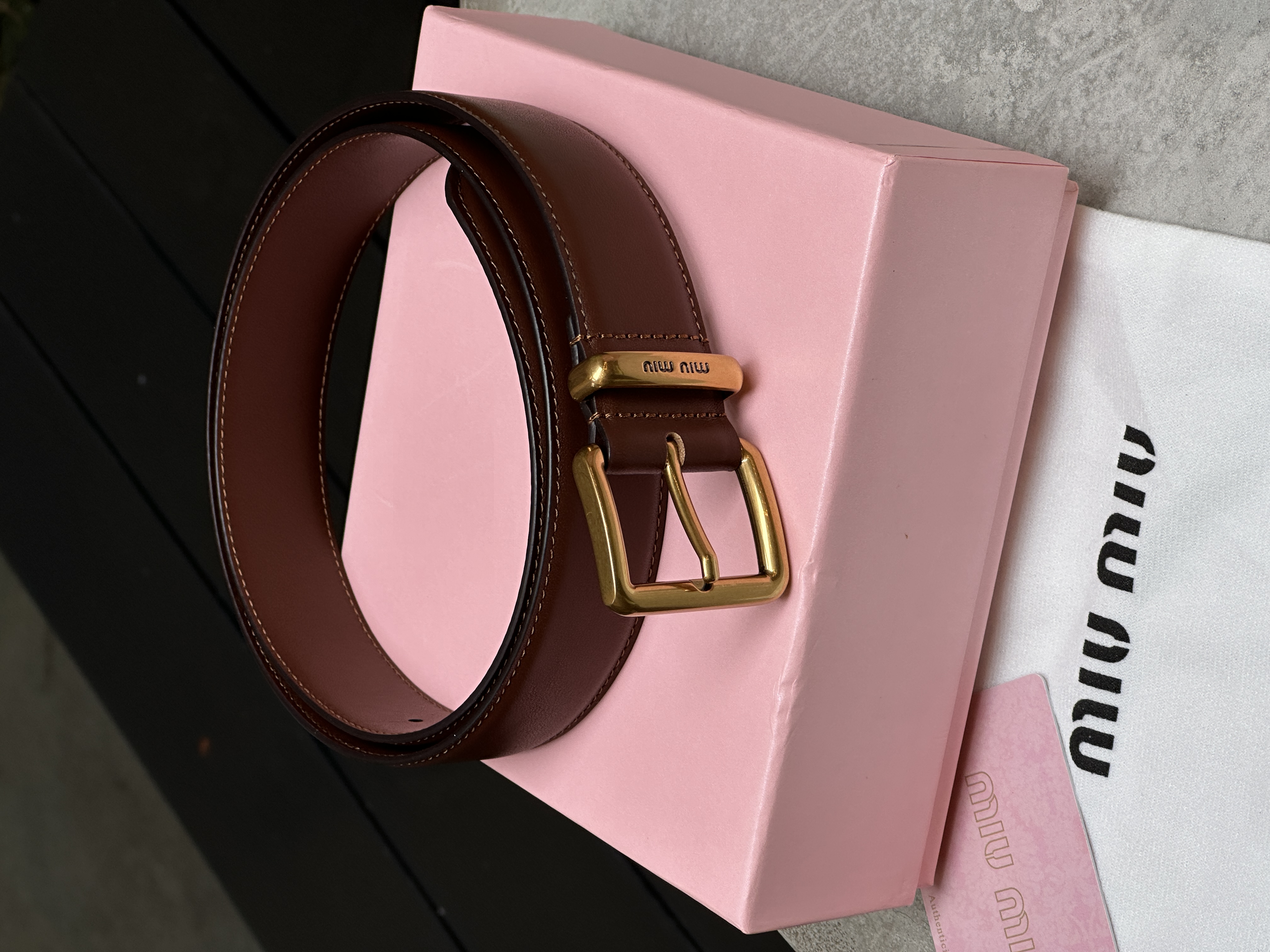 Miu Miu Leather Belt Brown