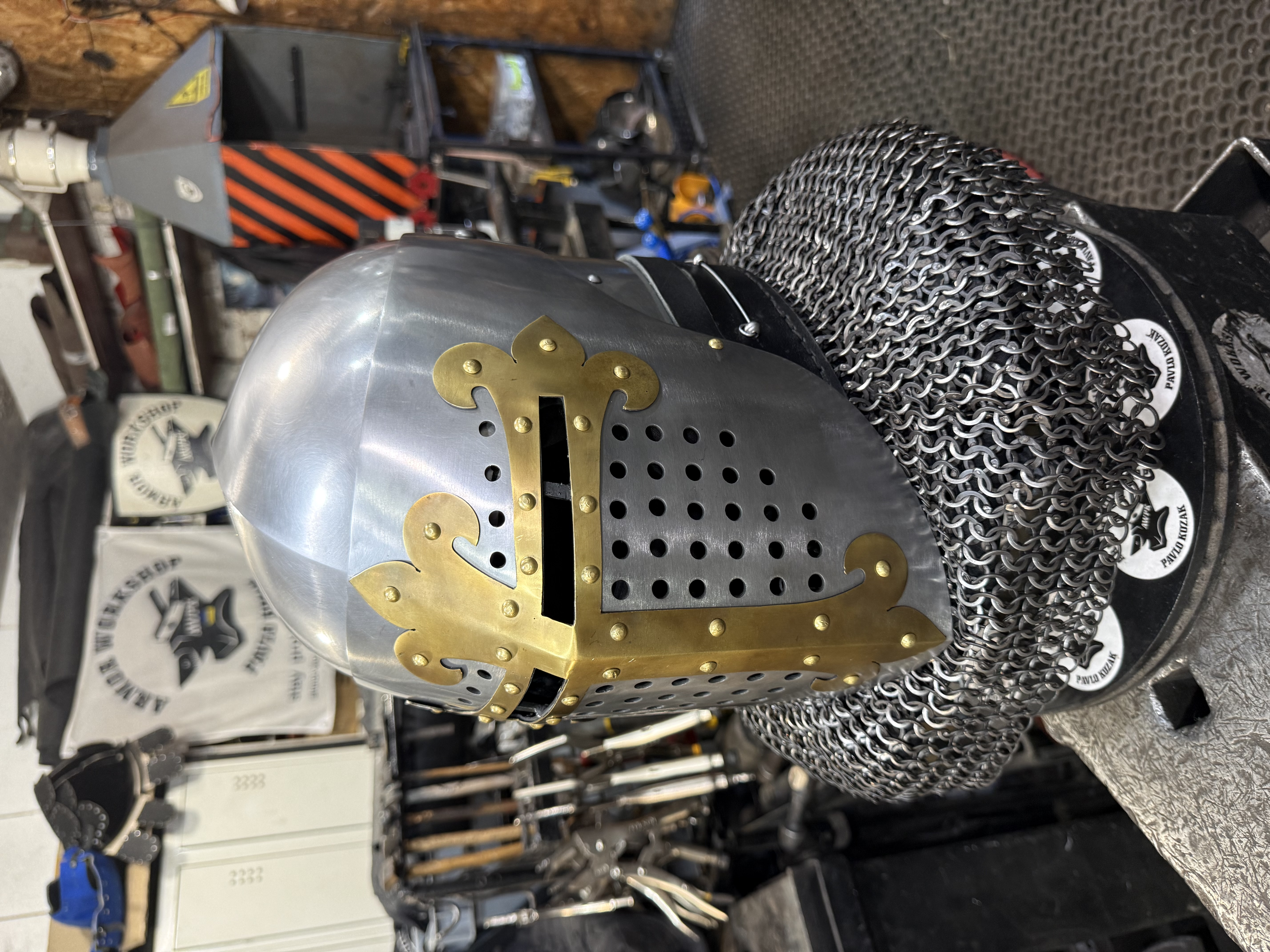 ROA helmet “ brass-plated steel cross”
