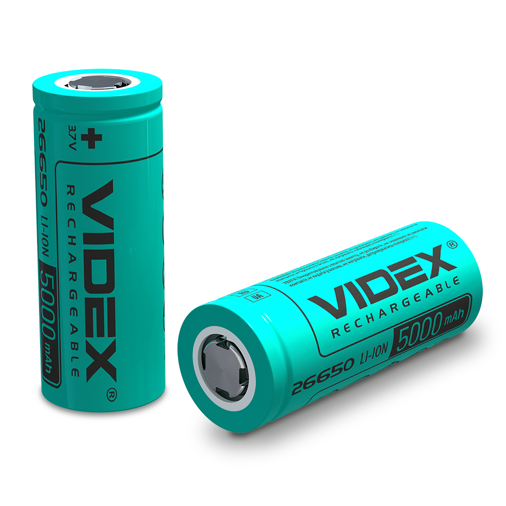 Акумулятор Videx 26650 літій-іонний 5000mAh (без захисту, bulk)