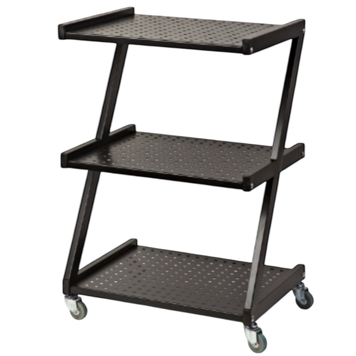 Візок косметологічний маніпуляційний з трьома перфорованими полицями, чорний