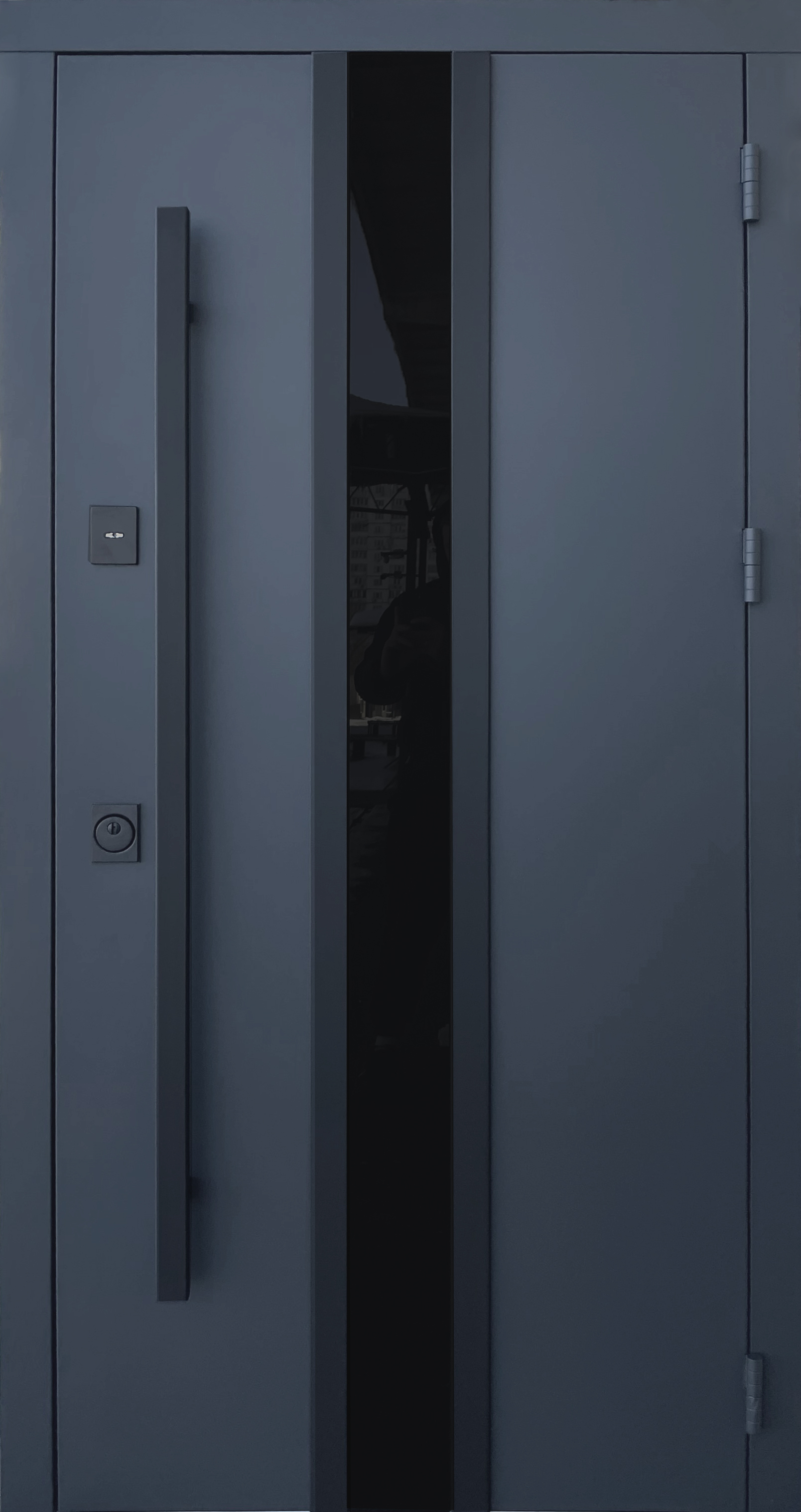 Qdoors Стріт Флай  RAL7021/біла шагрень 3к Ч/Б ручка 1450-copy