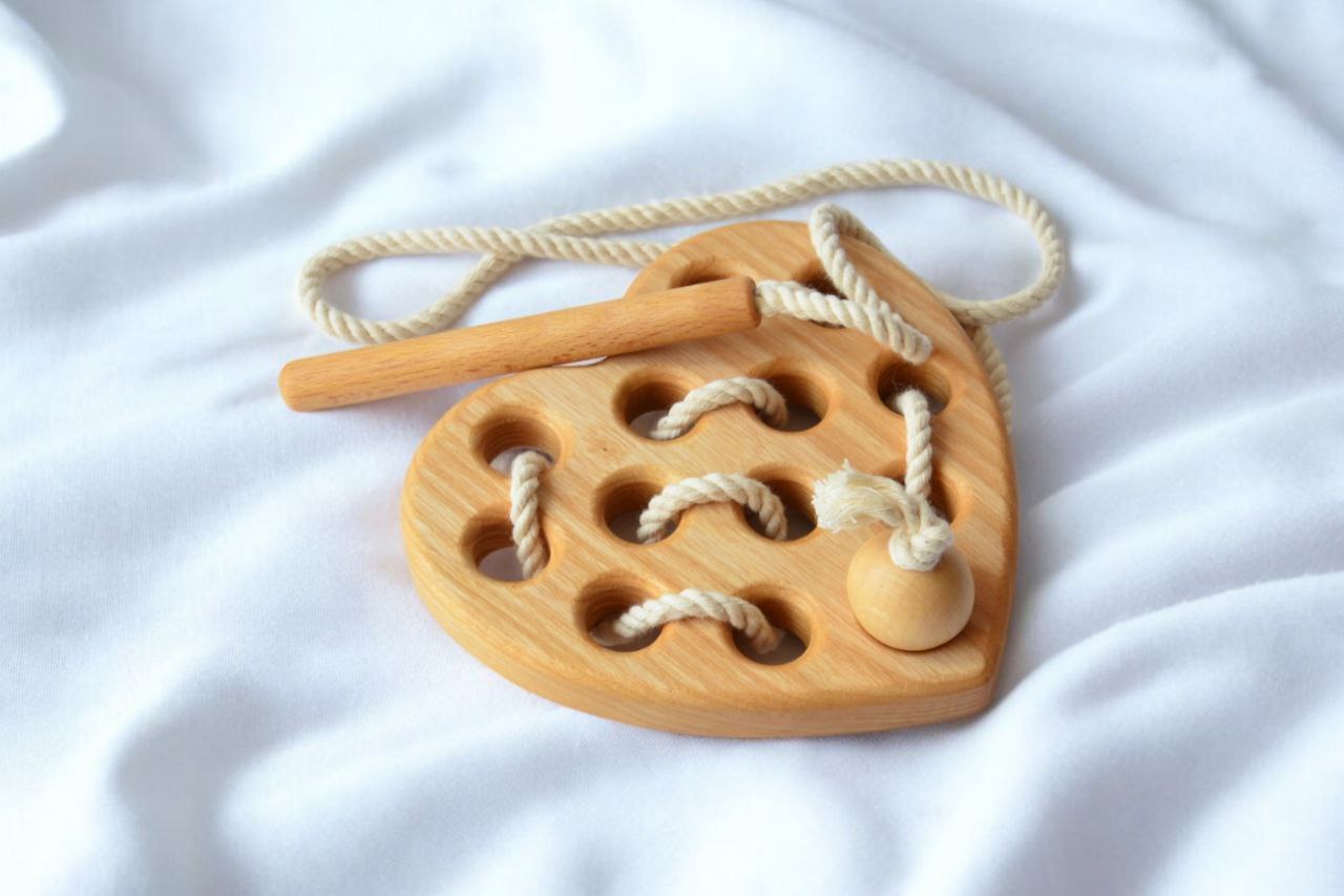 Дерев'яна іграшка шнурівка "Сердечко" 13*13,5 см KolodaToys 9051