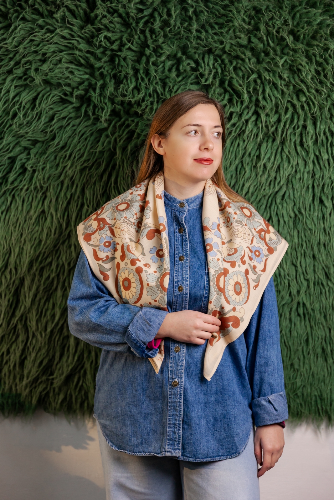 Хустка з колосками, 90*90 см