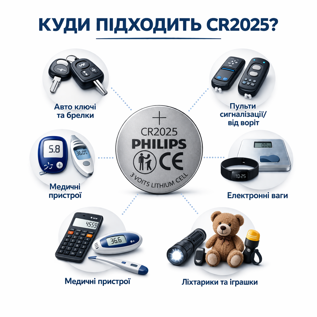 Батарейка таблетка PHILIPS CR2025 (5штук)