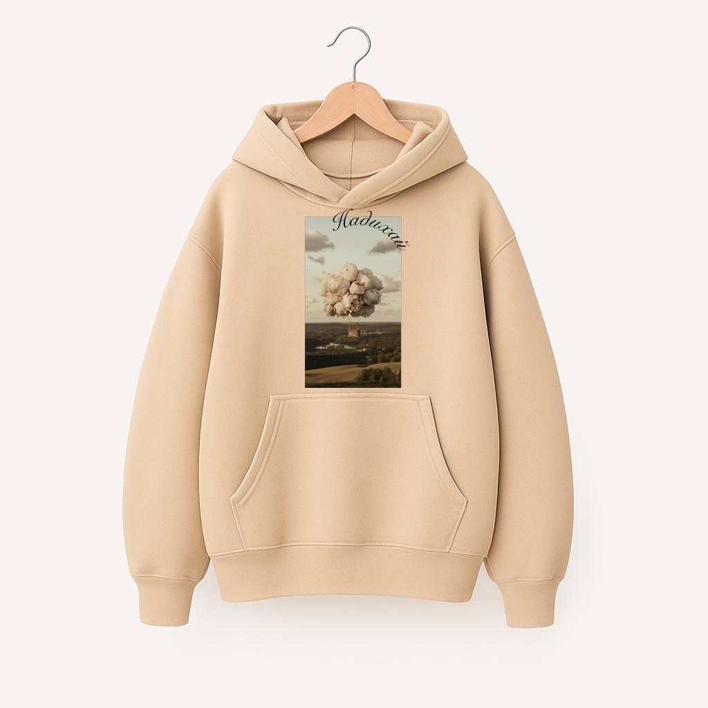 ХУДІ ОВЕРСАЙЗ БЕЖ   З ПРИНТОМ "НАДИХАЙ"