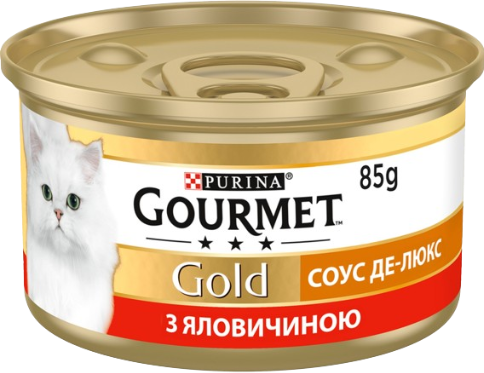 Вологогий корм для котів Пуріна Гурме Голд (Purina Gourmet Gold) соус Де-Люкс з яловичино, 85 г