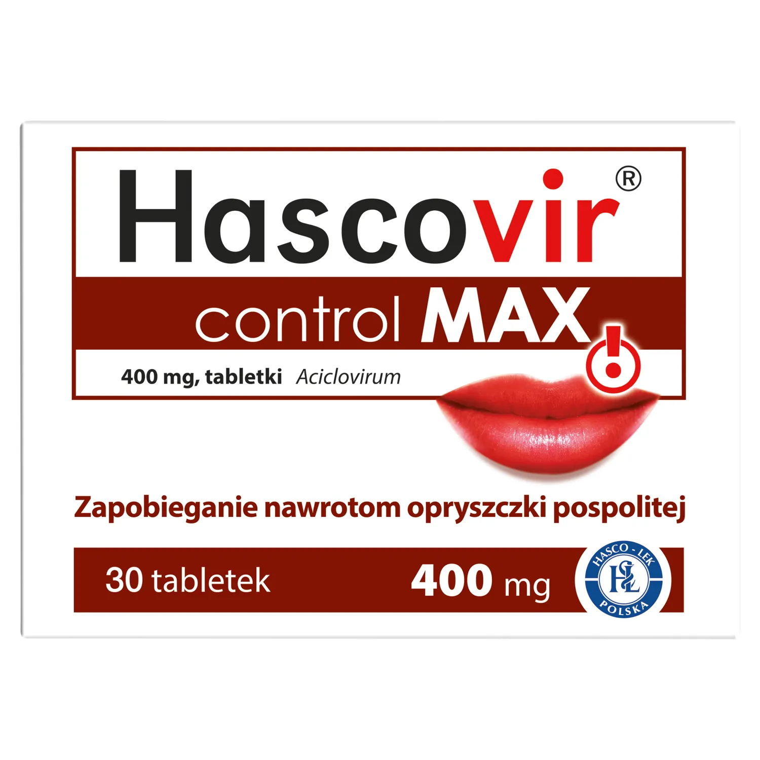 Hascovir Control MAX 400 мг надійний захист від герпесу - 30 таблеток
