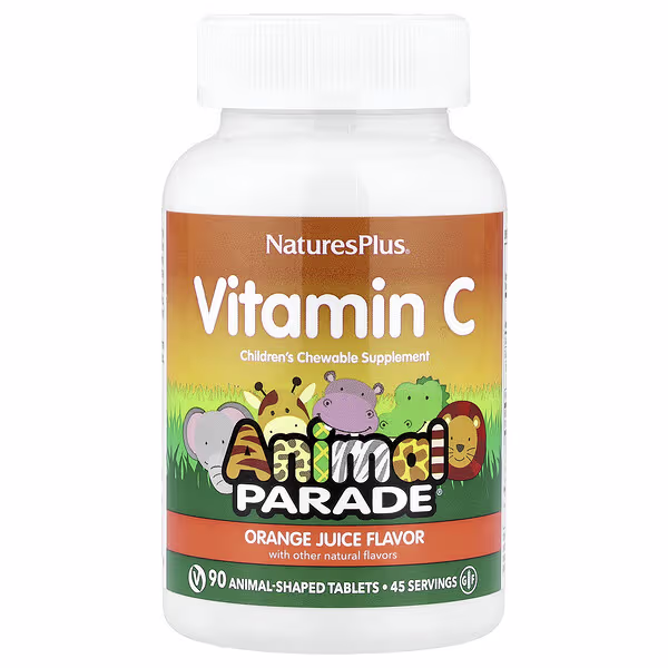 NaturesPlus, Source of Life, Animal Parade, Vitamin C, Orange Juice, 90 Animal-Shaped Tablets