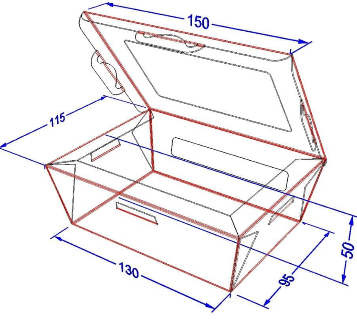 Клеєний Ланч-бокс з вікном 700 мл, Крафт, упаковка 50 шт, 013300182
