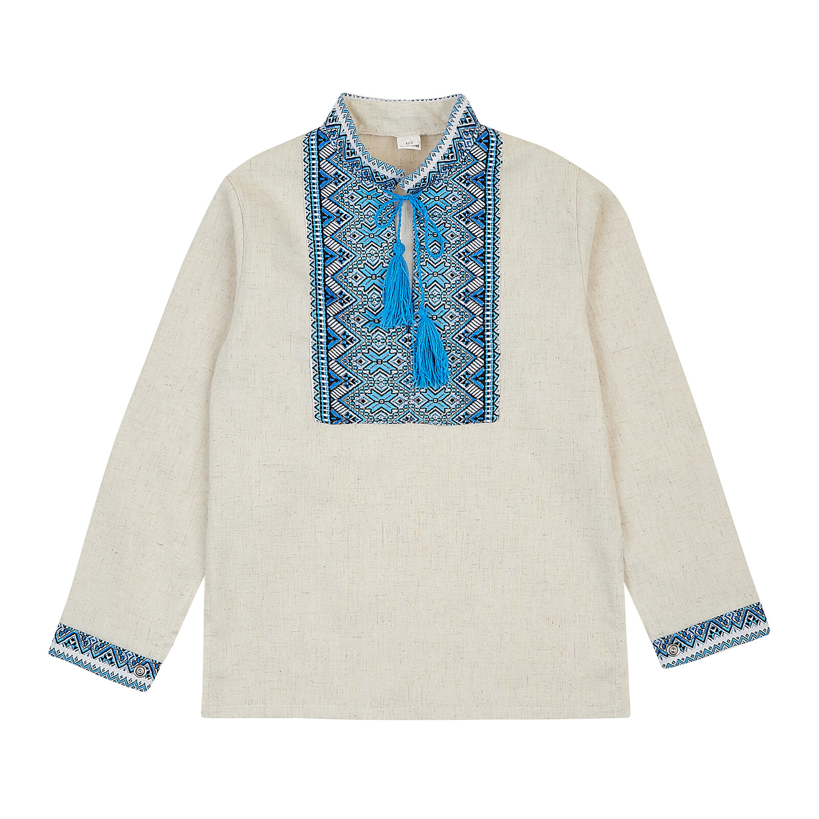Сорочка для хлопчика блакитна вишивка Льон