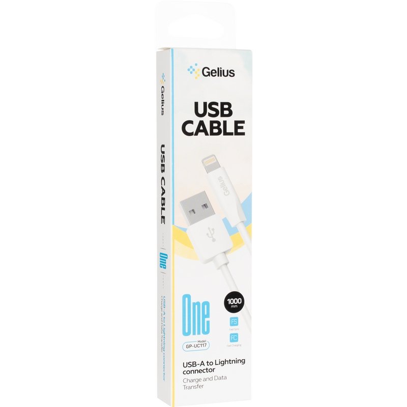 Кабель USB Gelius One GP-UC117 USB-A to Lightning (1m) (12W) White