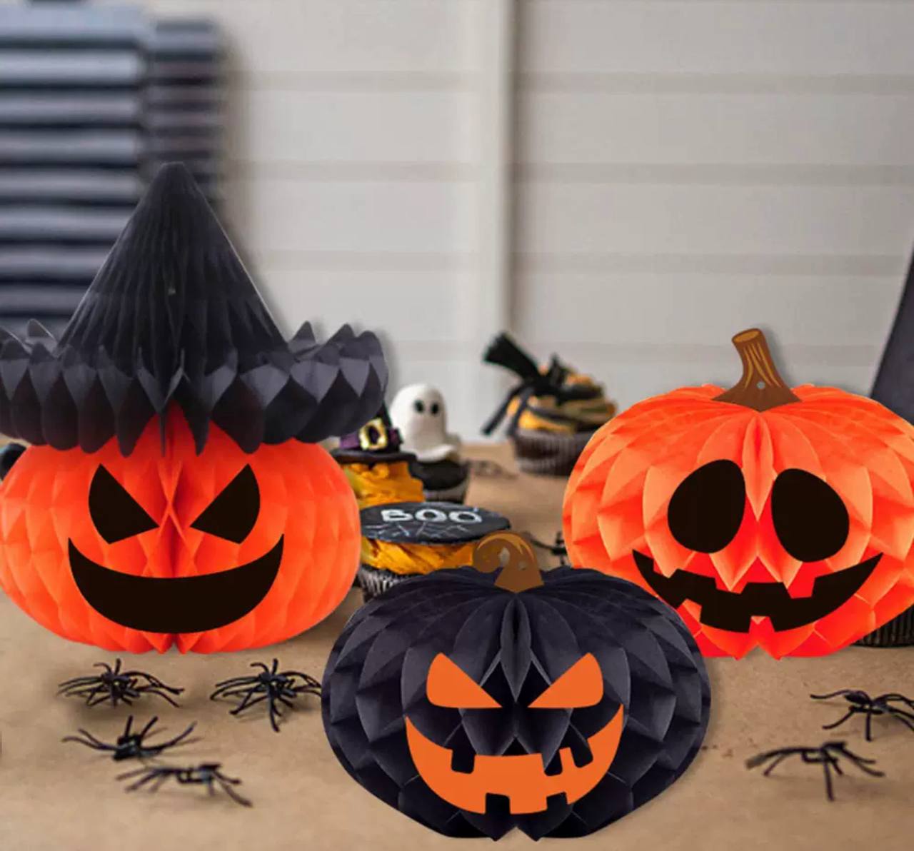 Паперовий декор на Хелловін Гарбуз, Гофрована куля прикраса на Хелловін, Halloween