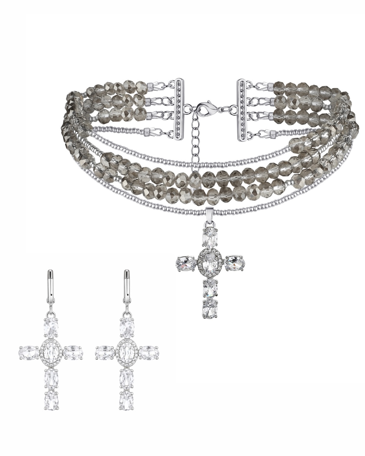 DIAMOND CROSS silver set