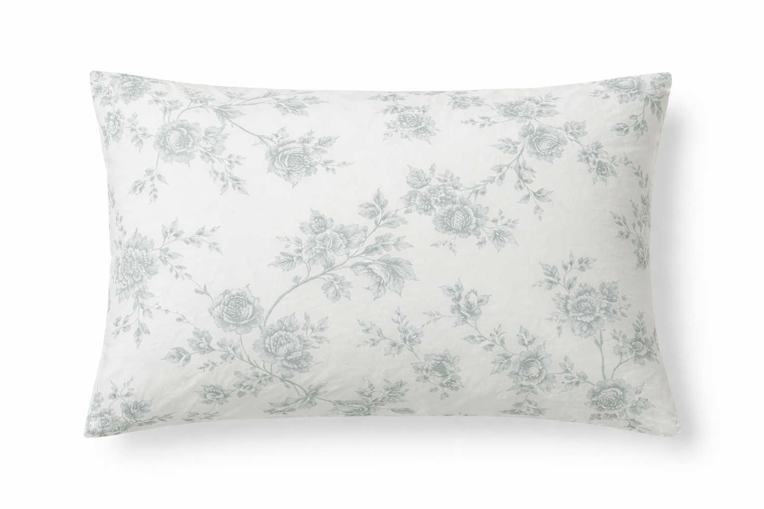 Наволочка ранфорс принт "Зелені квіти на білому "