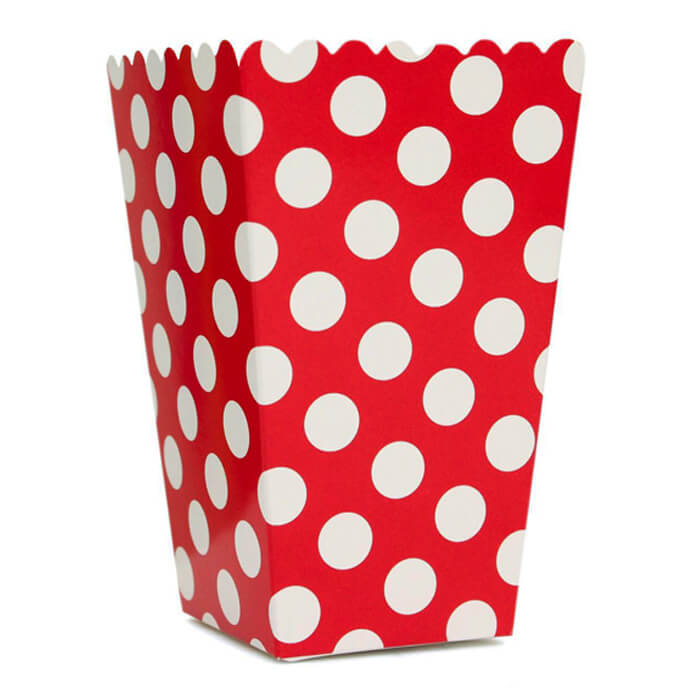 Коробочки поп-корн у горох червоні 1шт