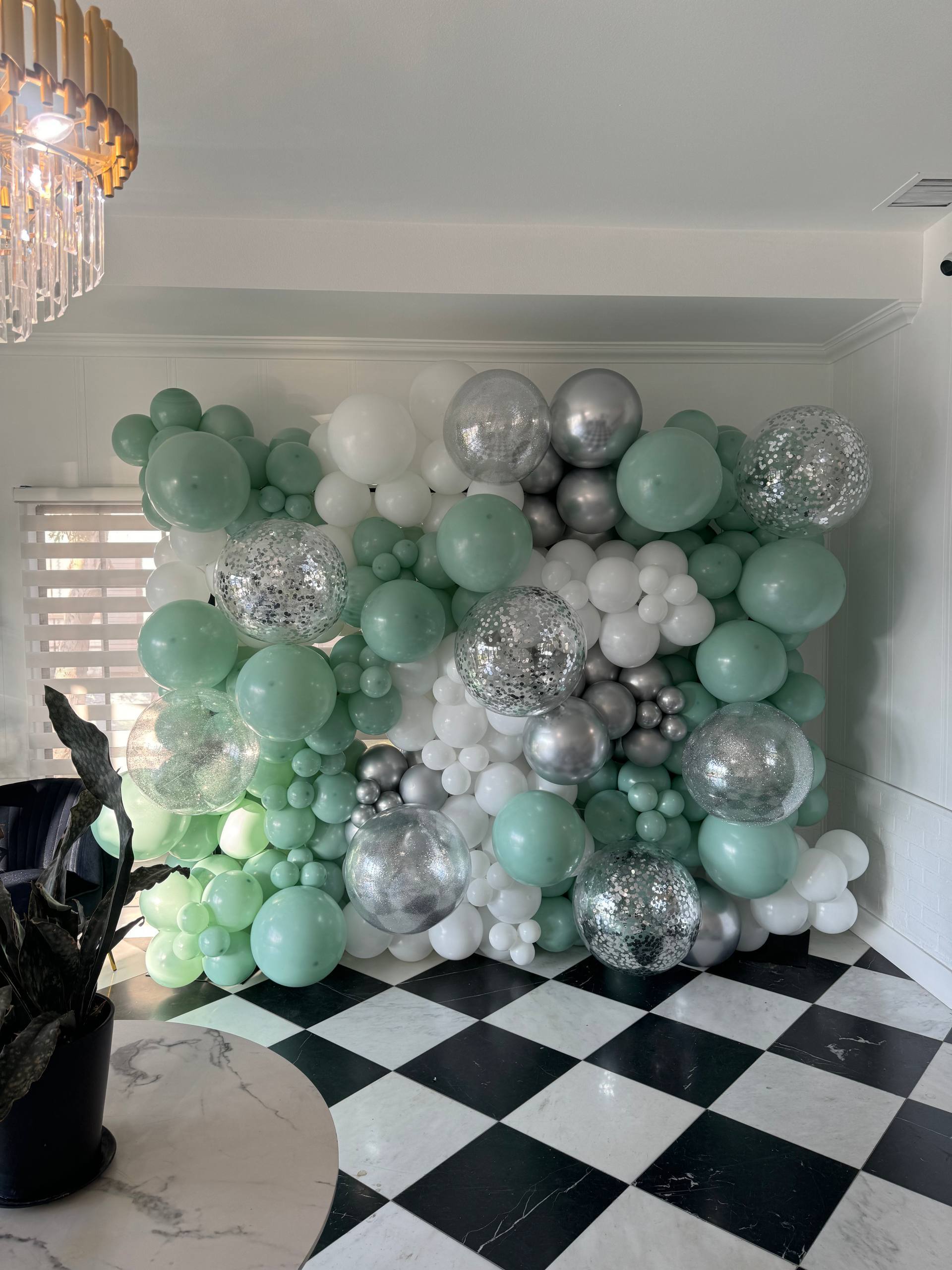 Mint & Silver Bubble Balloon Wall