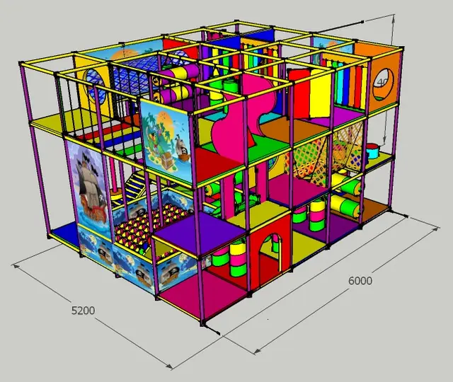 Дитячий ігровий 3х рівневий лабіринт "Пірати" 6,2х5,2х4м