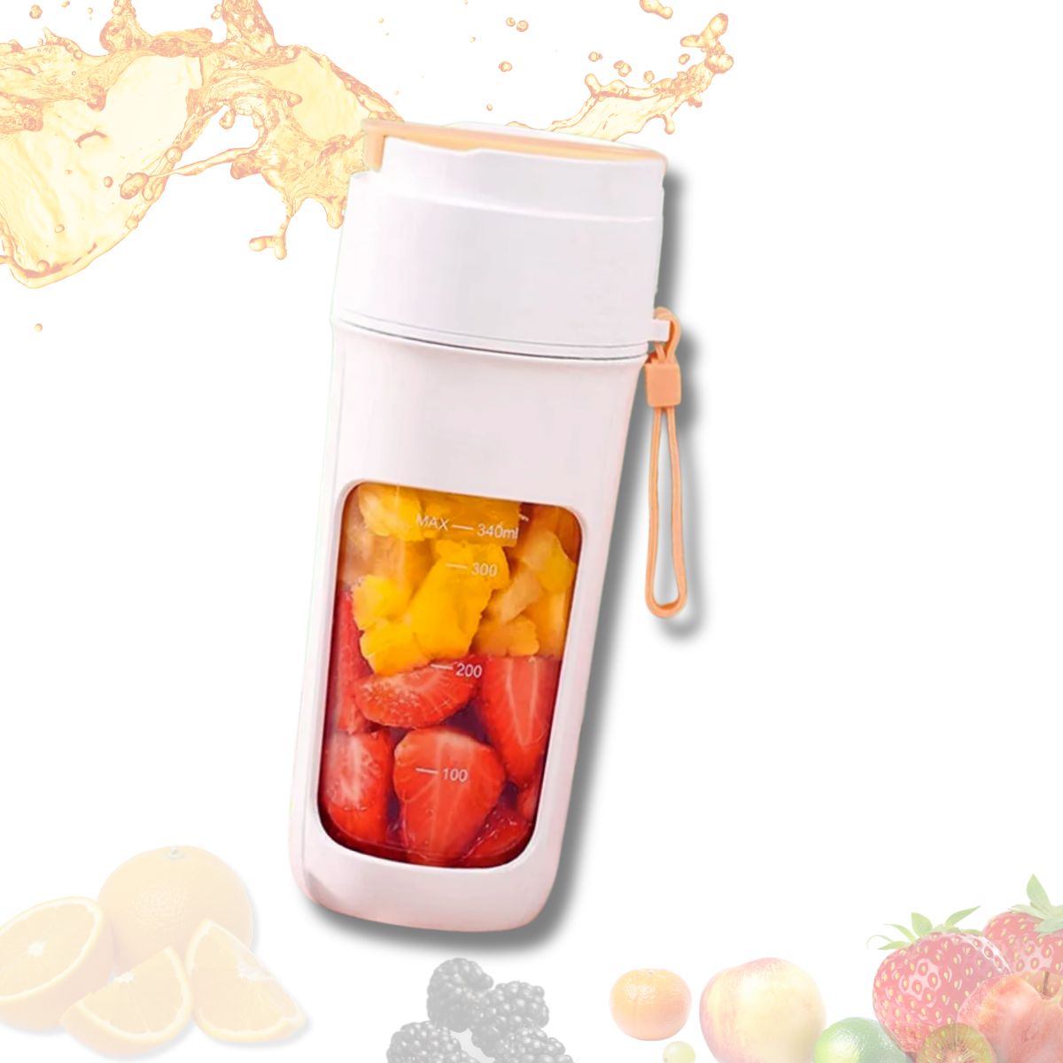 Блендер на акумуляторі для коктейлів та фрешів міні JUICER KS-FSV8 W14 M, 340 мл 