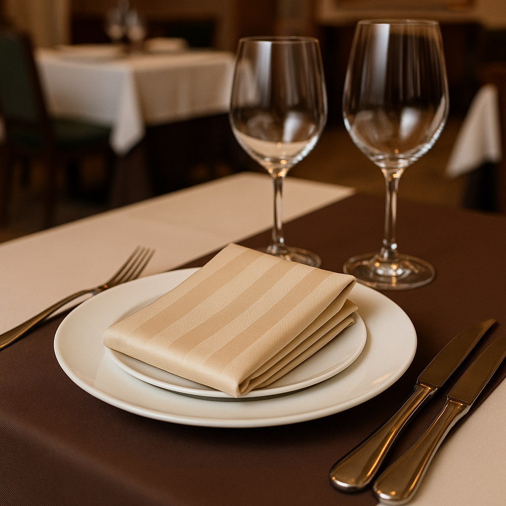 Серветки на стіл із страйп сатіну "Ранкова кава"