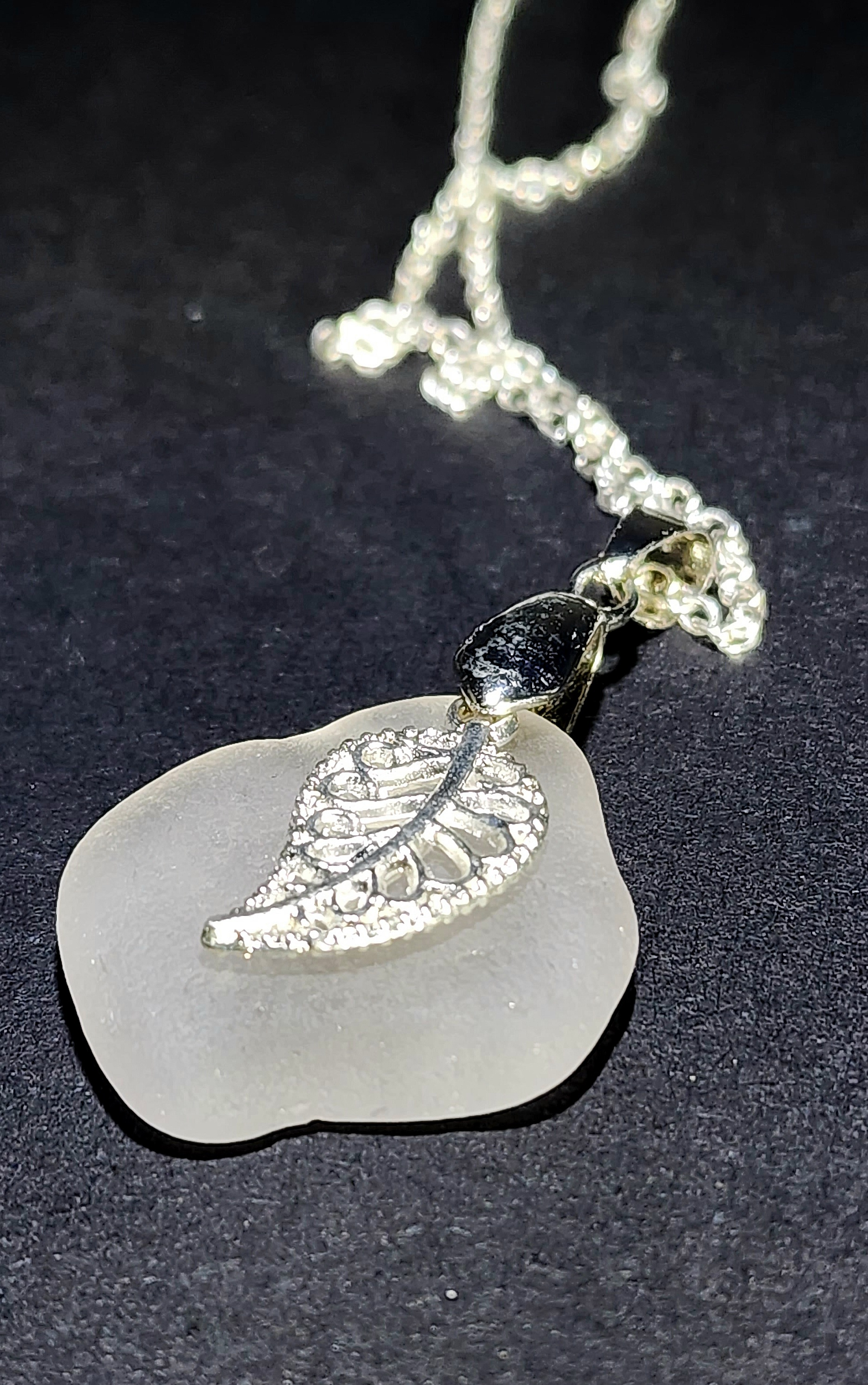 Leaf Sea Glass Necklace 