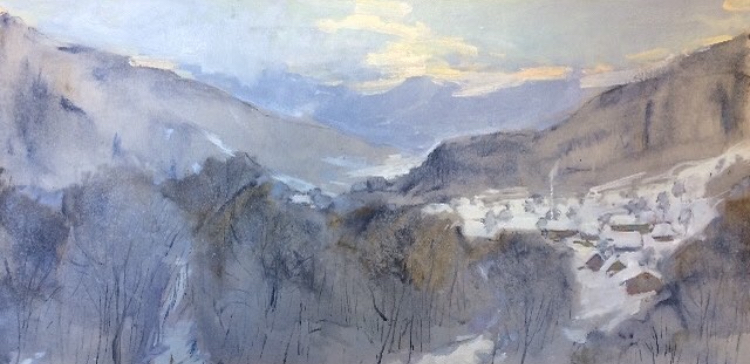 Frosty day in Bukovina, 2019, 40x80 sm, oil on canvas