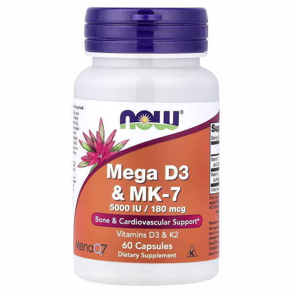 NOW Foods, Mega D3 & MK-7, 60 Capsules