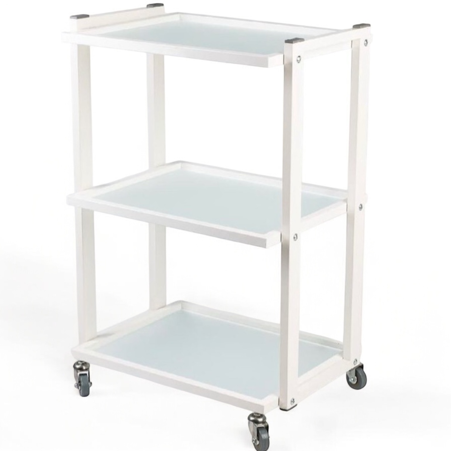 Візок косметологічний маніпуляційний з трьома полицями, білий