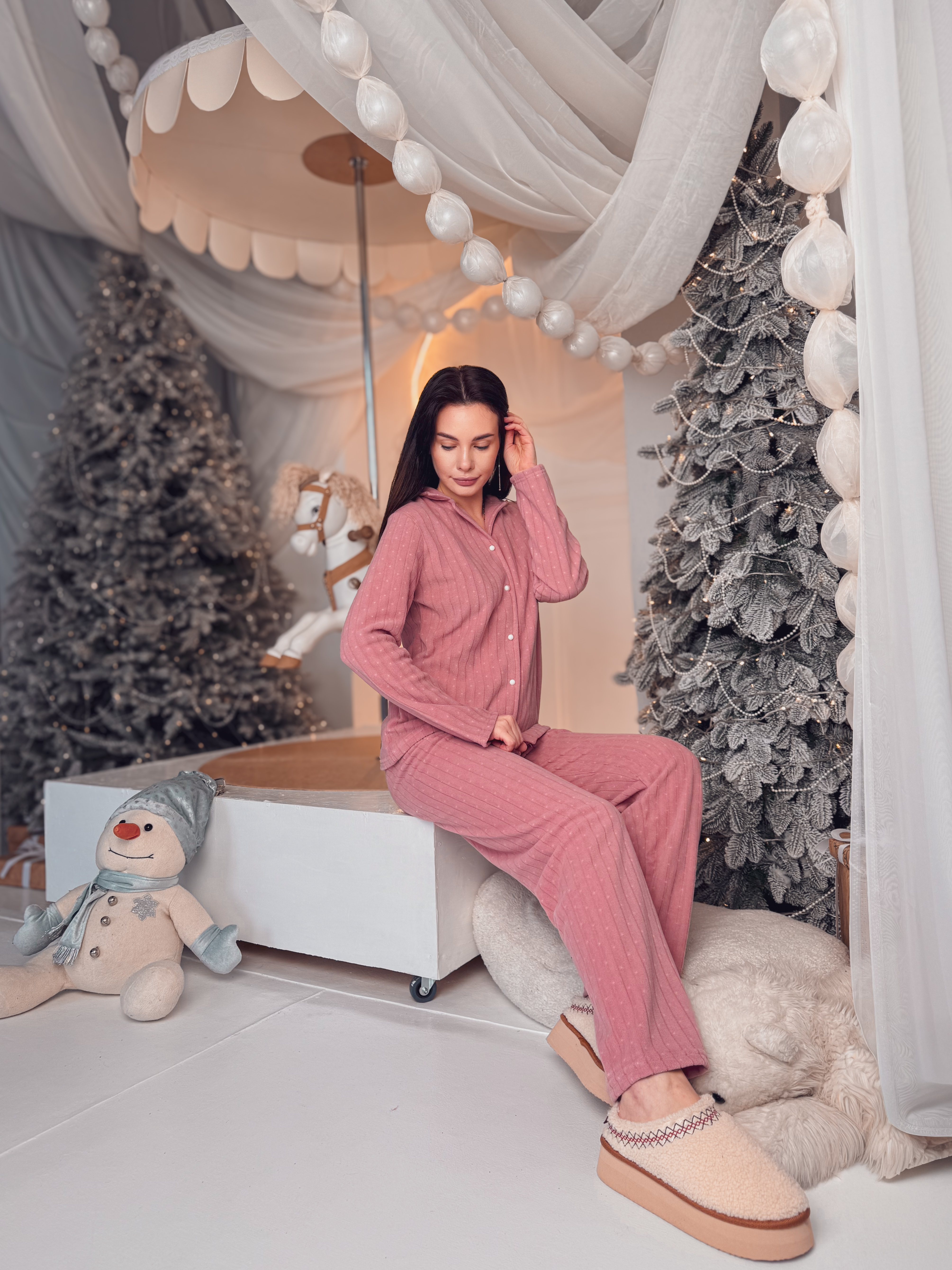 Піжама жіноча з флісу на ґудзиках