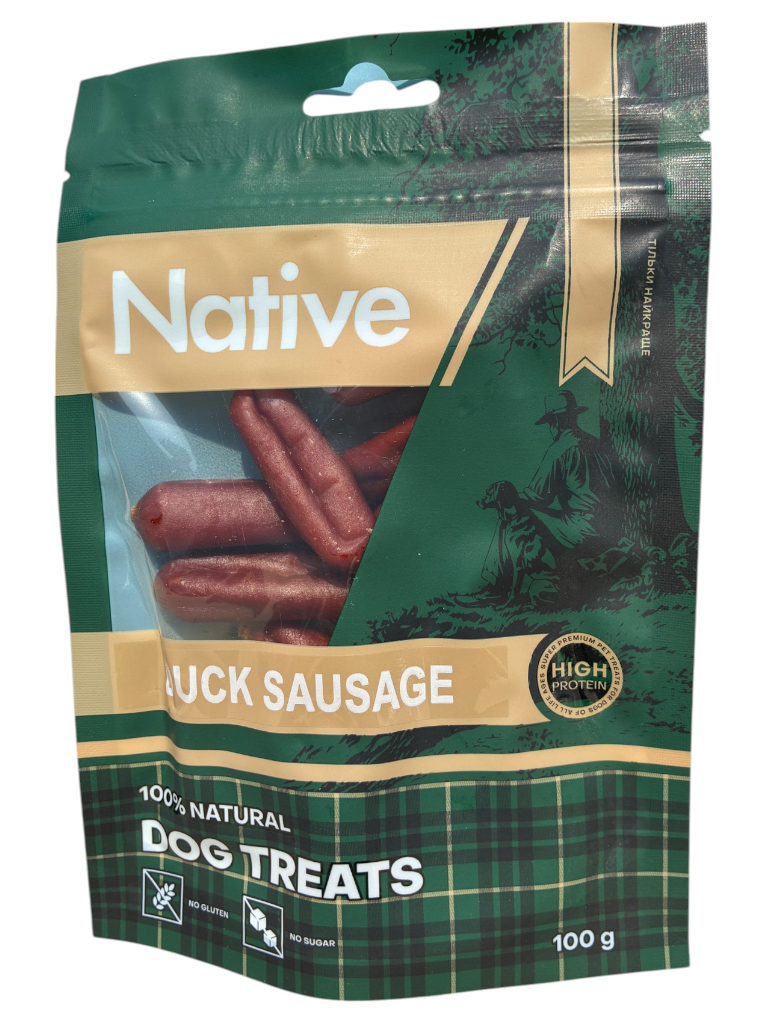Native Dog Treats Sticker Duck Sausage.Ласощі для собак. Качині сосиски 100 г (22086)