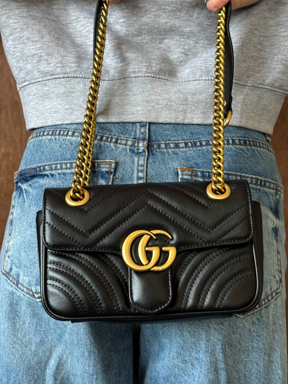 Gucci Marmont Mini Shoulder Bag, Gold Hardware