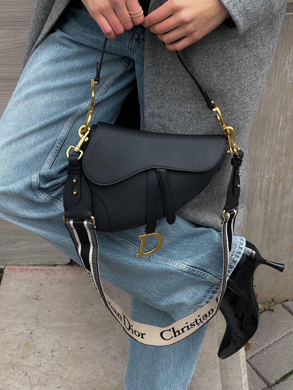 Dior Saddle Bag With Strap Black