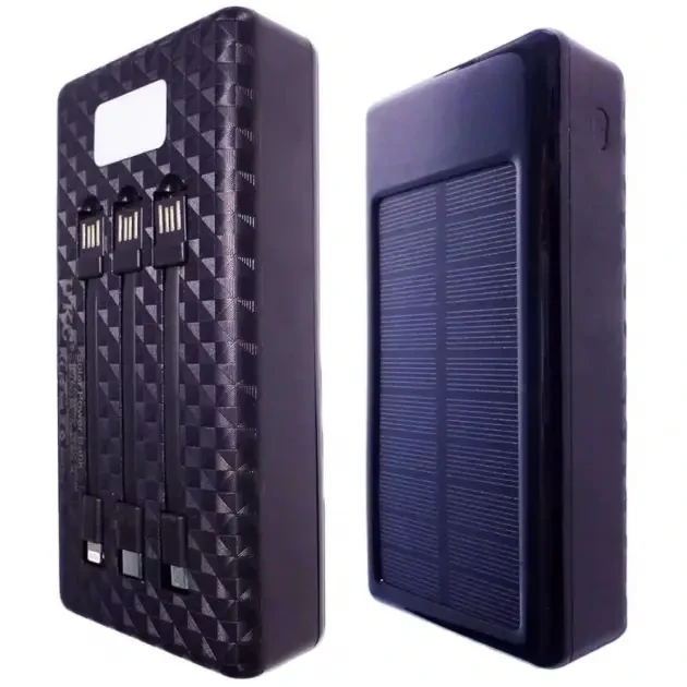 Потужний портативний Rower bank 60 000MAh, з сонячною панеллю, кабелями та ліхтариком Solar Charger