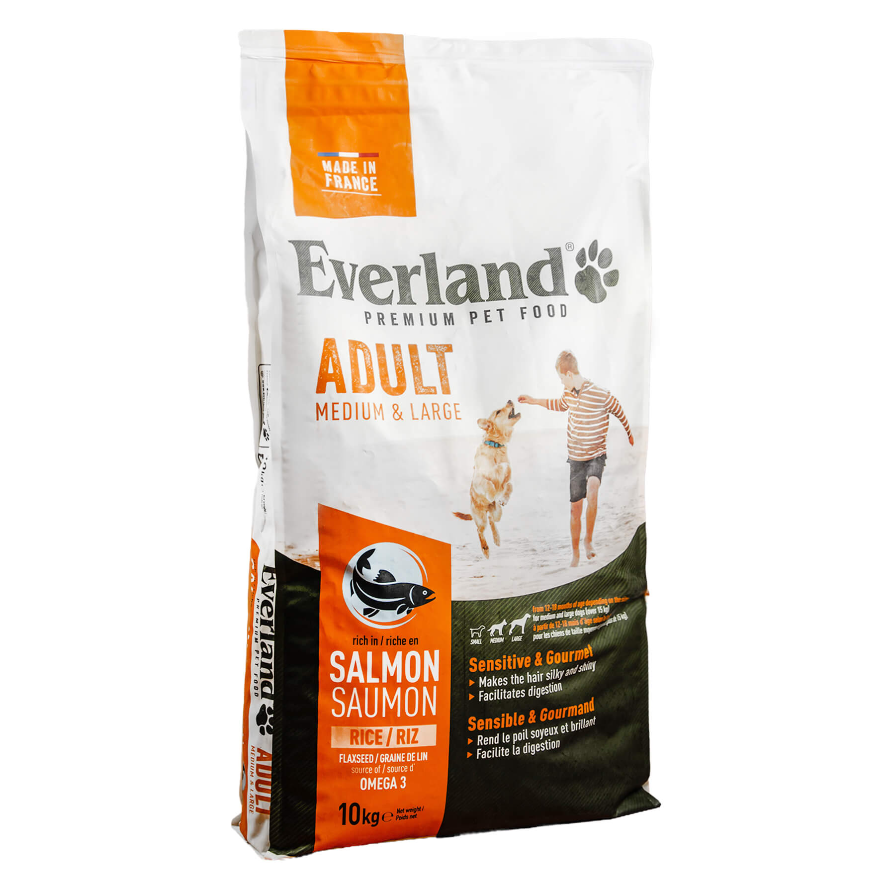 Корм Еверленд д/собак з чутл. травленням серед. та вел. порід з лососем 10кг